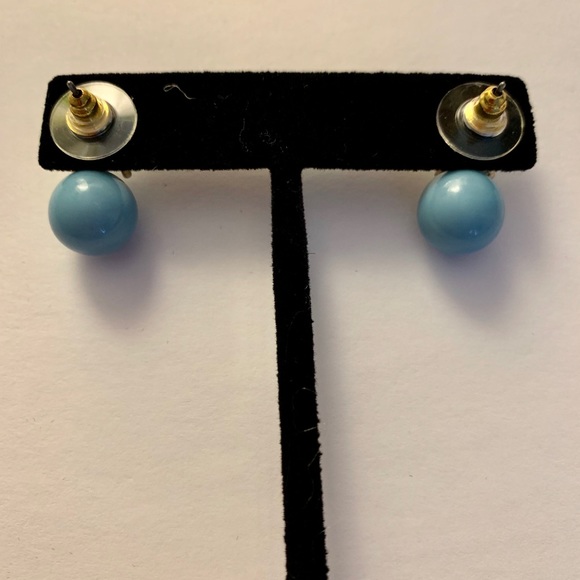 Stud Blue Ball Earrings - Picture 4 of 5